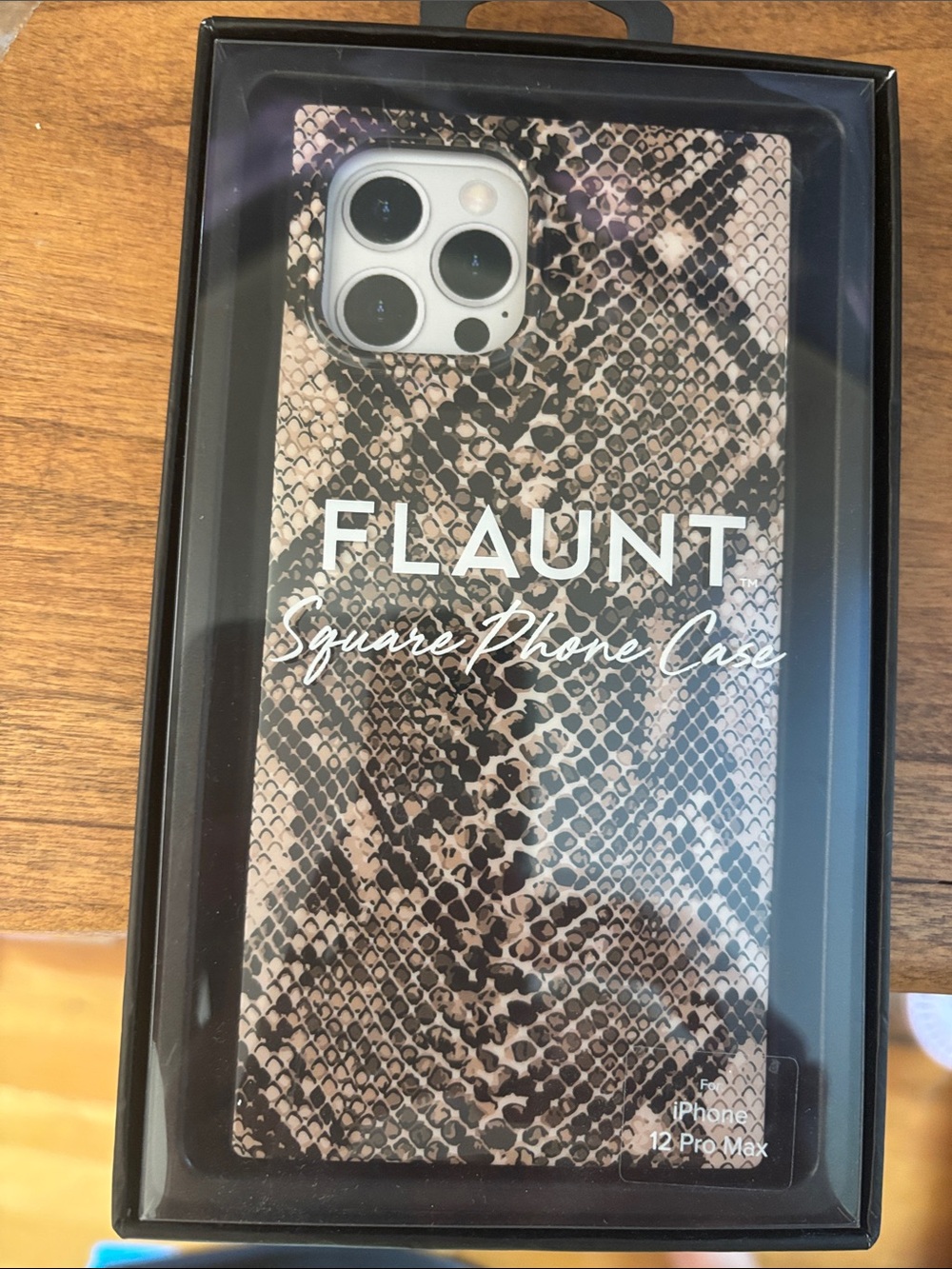 FLAUNT Snake-Print Square Phone Case for iPhone 12 Pro Max - Brown/Black